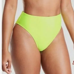 Athleta neon yellow high leg bikini bottoms